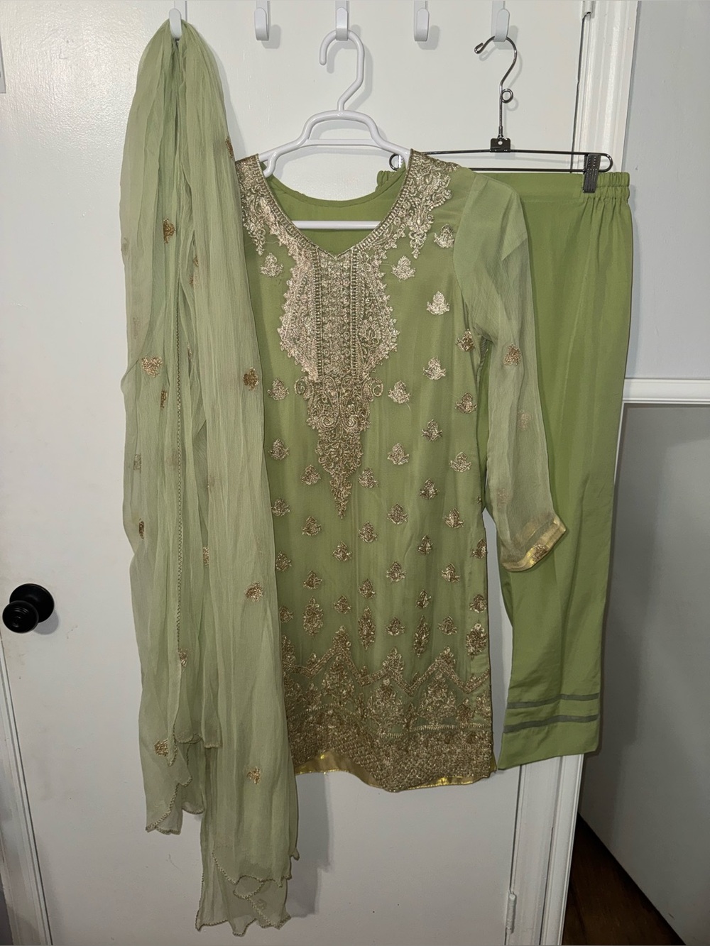 Embroidered Lime Green Salwar Kameez Set with Dupatta